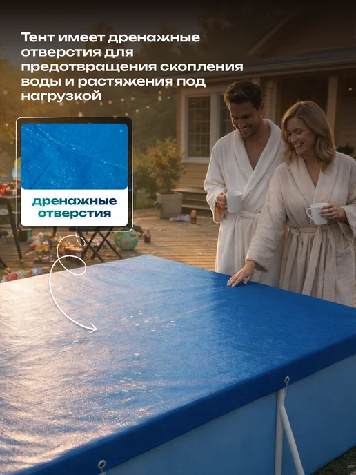 Bestway Чехол на бассейн прямоугольный крышка тент шатер накрывашка, голубой, фото 2