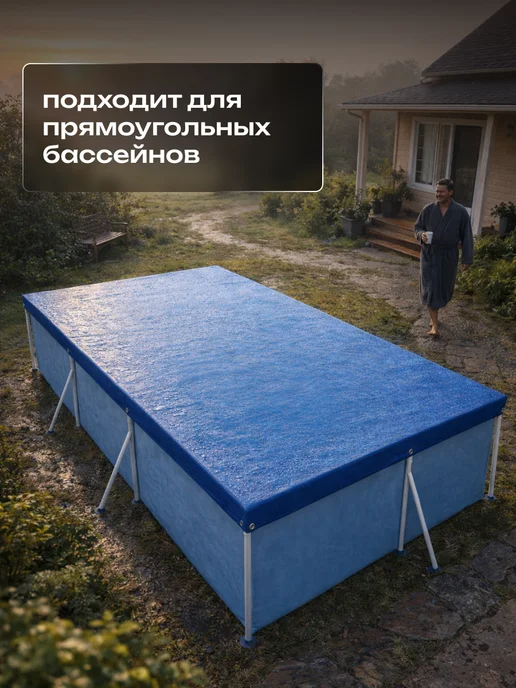 Bestway Чехол на бассейн прямоугольный крышка тент шатер накрывашка, голубой, фото 5