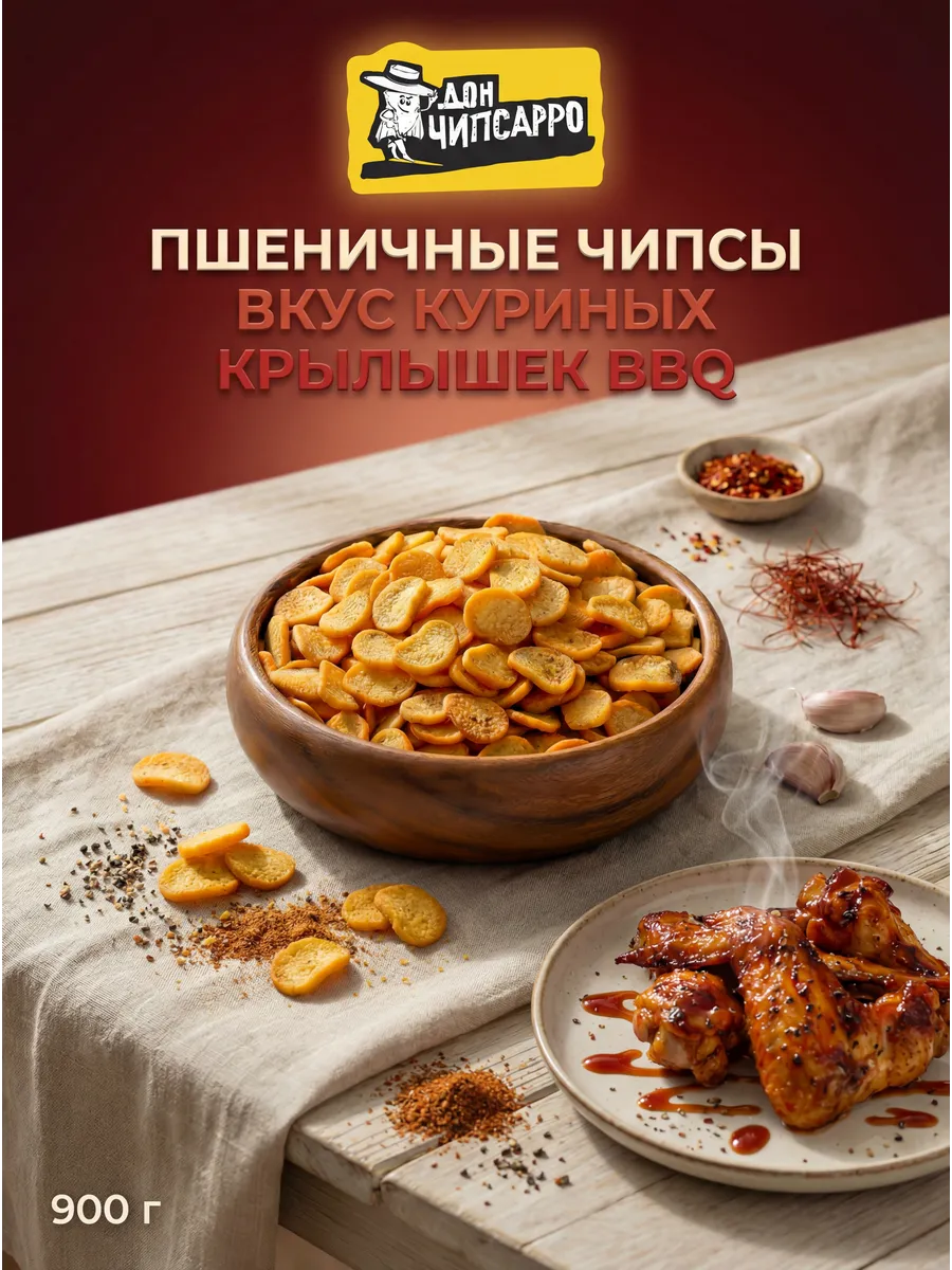 Хлебные Чипсы пшеничные Дон Чипсарро 900 г Крылышки BBQ