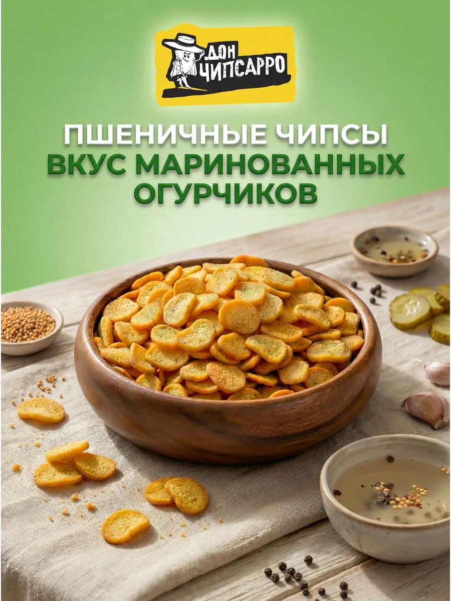 Хлебные Чипсы пшеничные Дон Чипсарро 900 г Огурчики