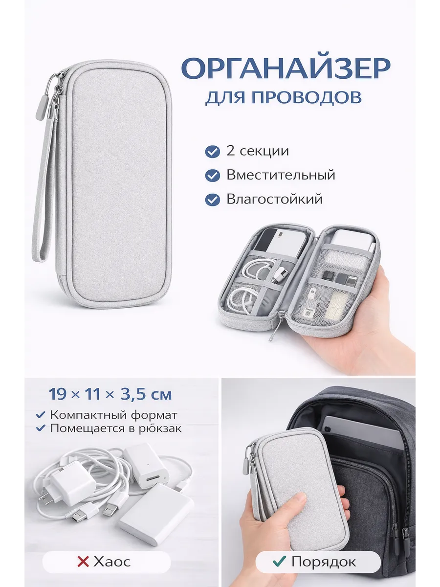 Органайзер для хранения проводов и аксессуаров
