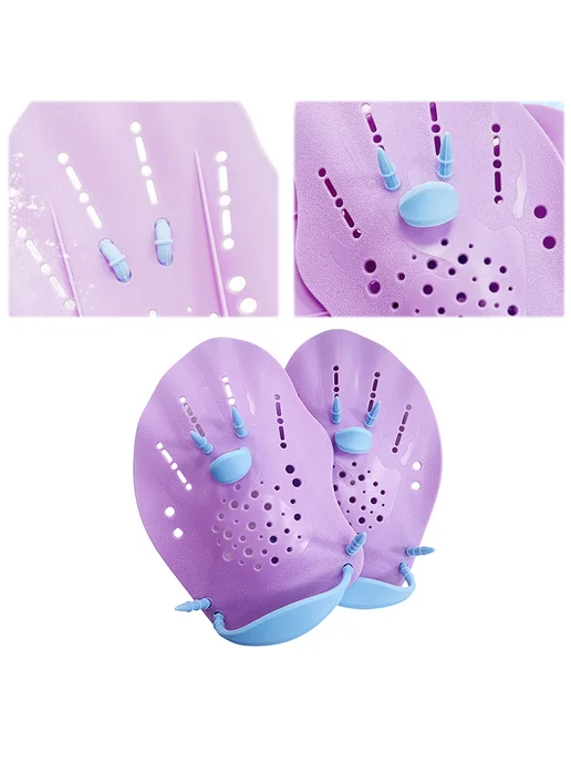 Плавательные перчатки для тренировки, эргономика, purple L, фиолетовый, фото 3