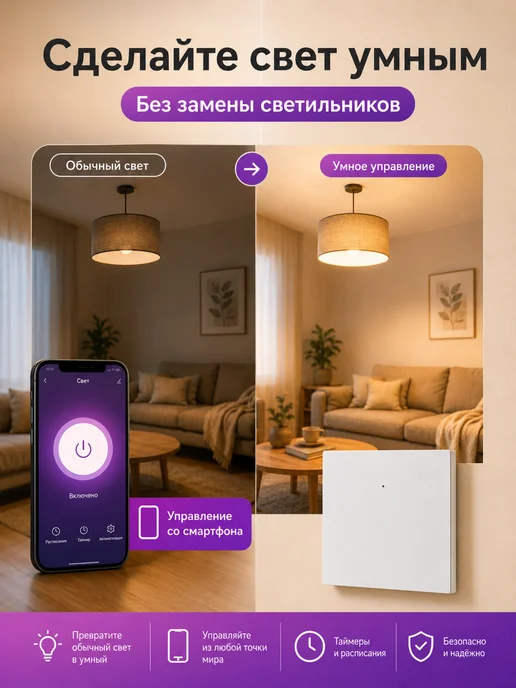 Chevolink Умный беспроводной выключатель с Алисой и wi-fi APP, белый, фото 4
