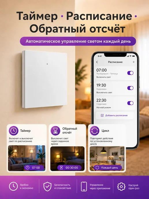 Chevolink Умный беспроводной выключатель с Алисой и wi-fi APP, белый, фото 5