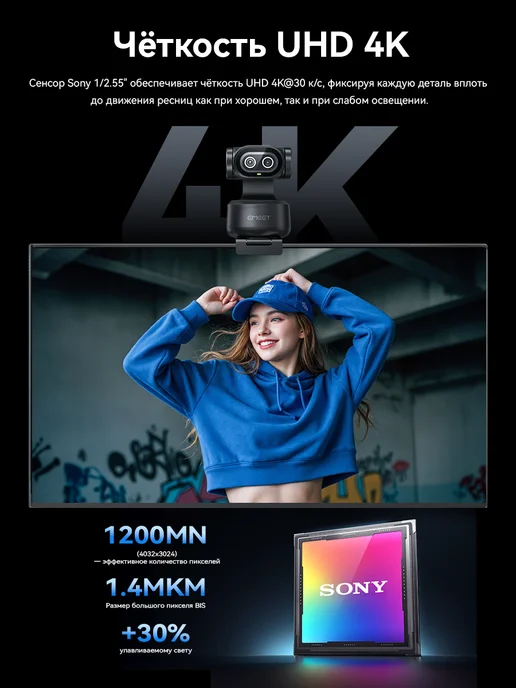 eMeet Веб-камера PIXY 4K PTZ с интеллектуальным отслеживанием, вариант, фото 6
