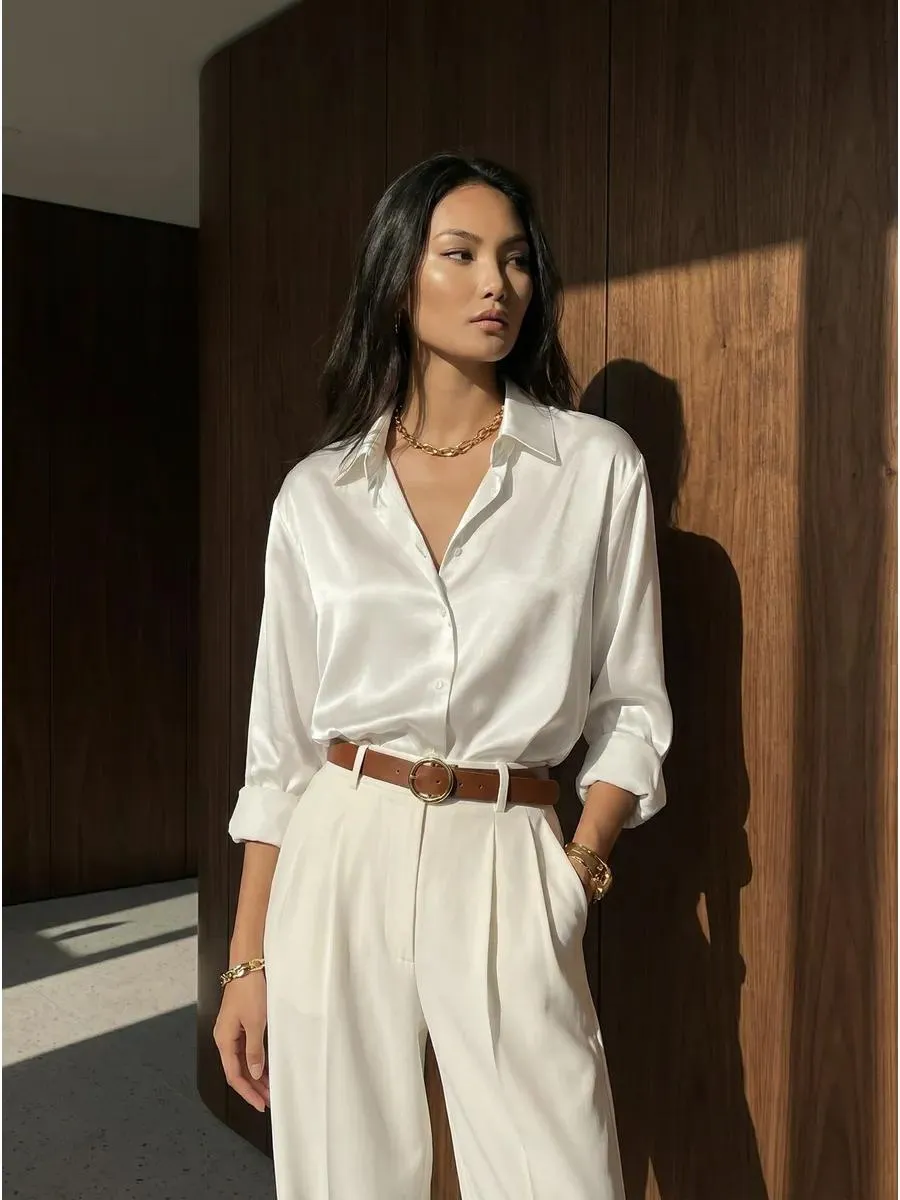 Рубашка блузка оверсайз шелковая