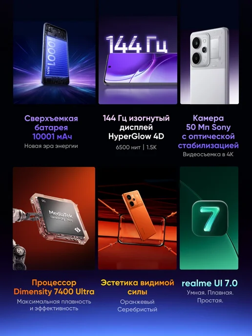 Смартфон realme Rmx5107 8/128 ГБ, оранжевый, фото 2