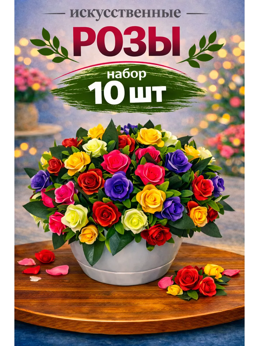 Розы искусственные цветы для декора, на кладбище
