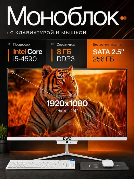 DWO Моноблок 24 дюйма Intel i5 4590 8 Гб RAM 256 GB SSD Белый, 8 ГБ, 256 ГБ, фото 3