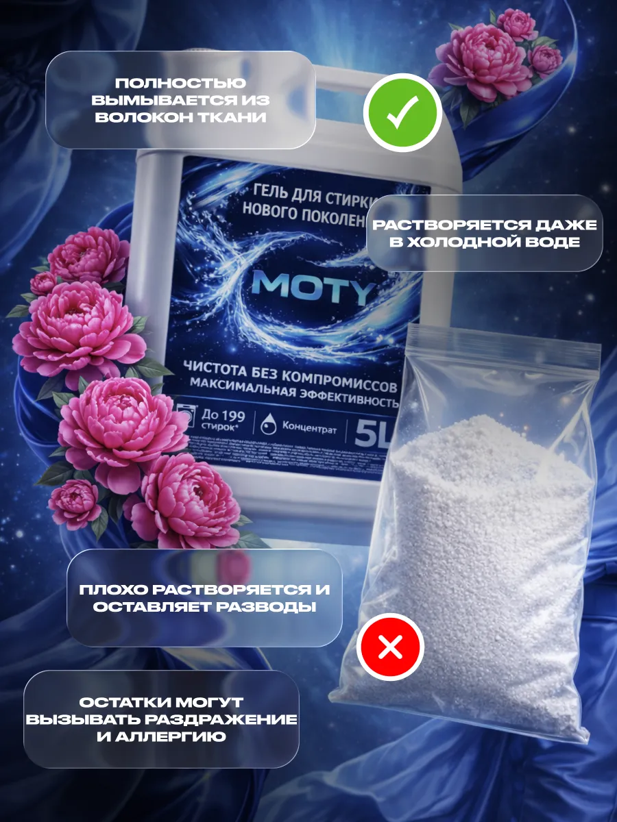 Гель для стирки MOTY 5л пион фото 4