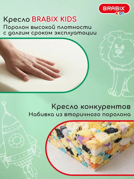 BRABIX Кресло компьютерное детское растущее с подставкой для ног, вариант, фото 5