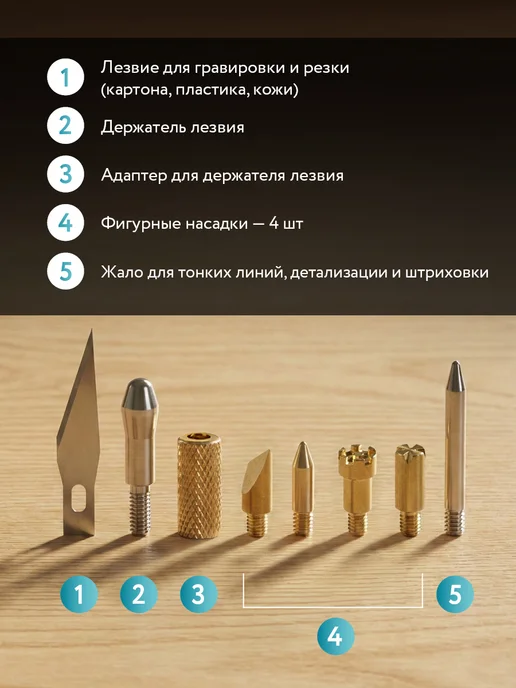 ТРИ СОВЫ Набор для выжигания по дереву, 7 шт, фото 4