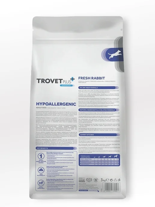 Сухой корм TROVET PLUS Dog Hypoallergenic для собак, взрослые, кролик, 3 кг, фото 3