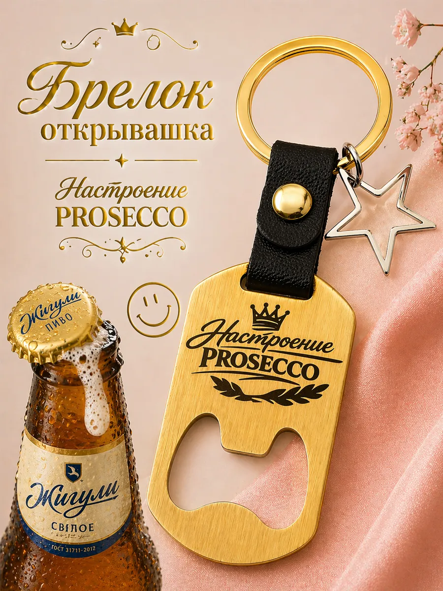 Брелок открывашка для бутылок "Настроение PROSECCO" девчачья