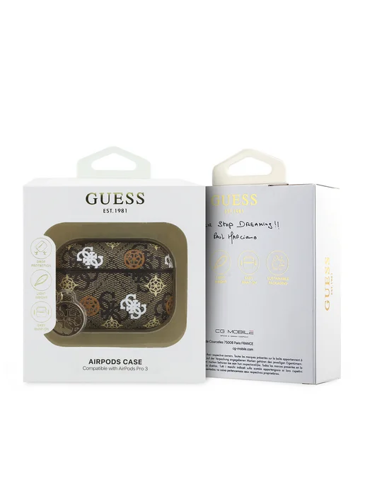 GUESS Чехол для наушников Airpods Pro 3, из экокожи PU Leather, коричневый, фото 4