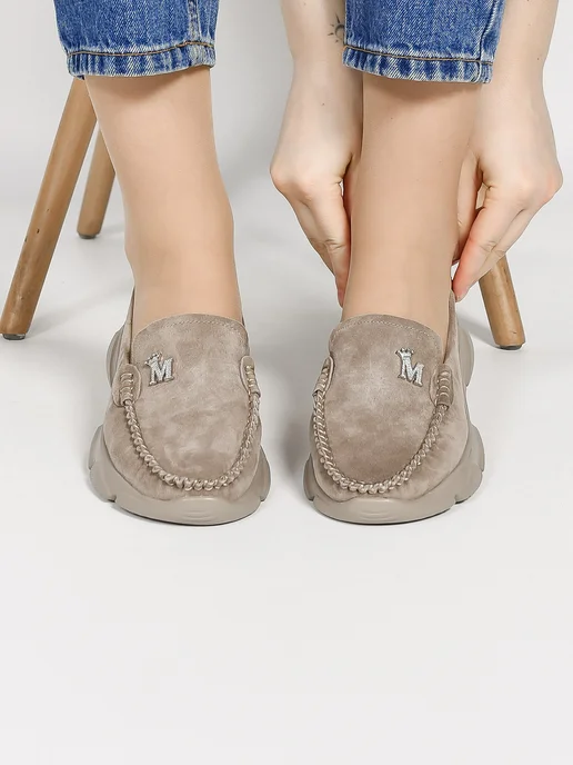 NN_ShoeS Мокасины женские весенние-летние натуральная замша, коричневый