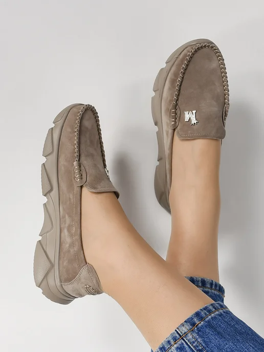 NN_ShoeS Мокасины женские весенние-летние натуральная замша, коричневый, фото 2