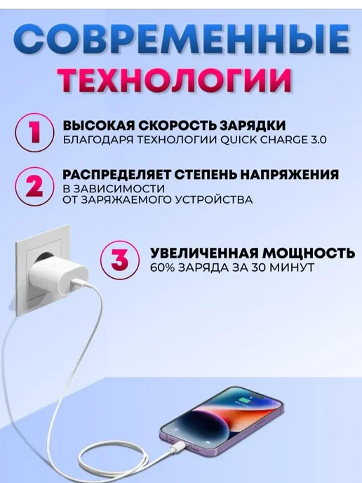 WirelesPro Блок питания Type-C 20W для iPhone, Android адаптер Тайп-си, 20 Вт, фото 2