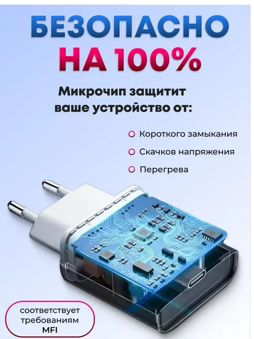 WirelesPro Блок питания Type-C 20W для iPhone, Android адаптер Тайп-си, 20 Вт, фото 3