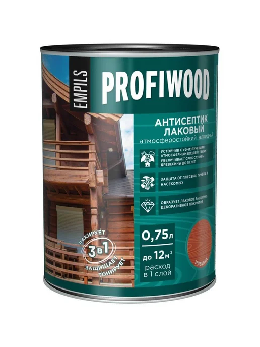 Антисептик лаковый тонирующий Profiwood рябина 2.4 кг, 750 мл, 700 г