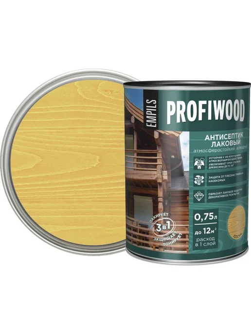 Profiwood Антисептик лаковый Сосна 0,75 л 0,7 кг, 750 мл, 700 г, фото 2
