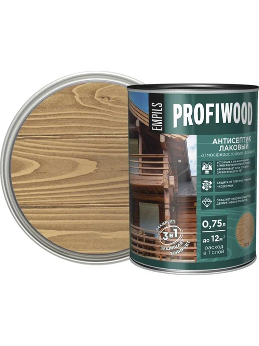 Profiwood Антисептик лаковый Дуб 0,75 л 0,7 кг, 750 мл, 700 г, фото 2
