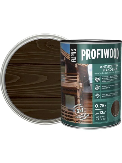 Profiwood Антисептик лаковый Палисандр 0,75 л 0,7 кг, 750 мл, 700 г