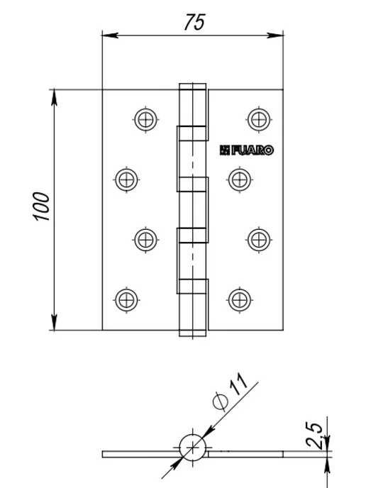 FUARO Петля IN5400UA-BL AB (4BB A BL 125x75x2,5), 125x75x2.5, фото 2