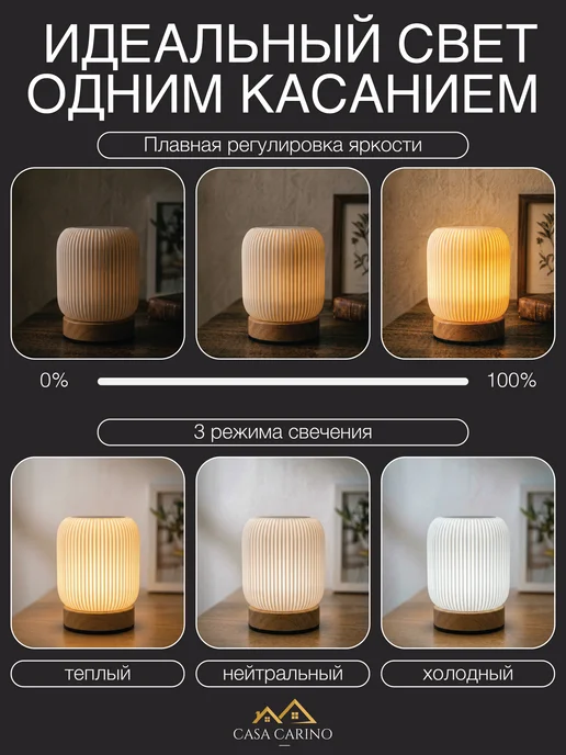 Светильник ночник настольный интерьерный, белый, фото 4