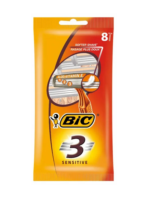 BIC БИК 3 Sensitive Бритва мужская для бритья, 4 шт, 8 шт, фото 3