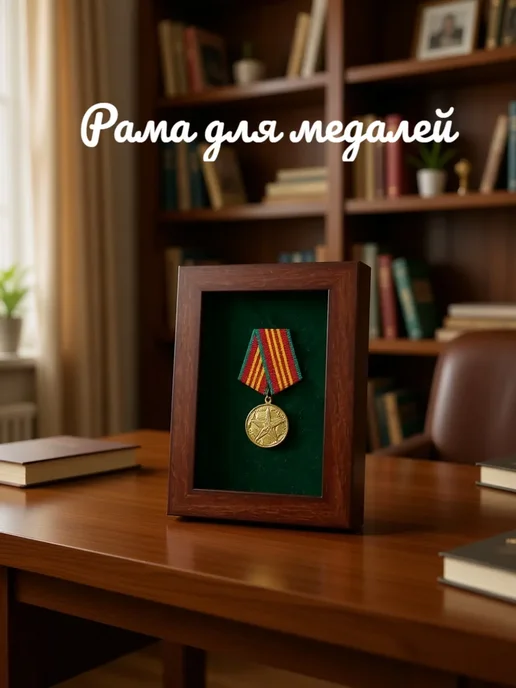 Рама футляр для медалей, орденов, зеленый