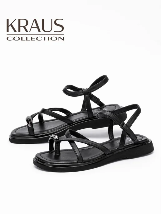 KRAUS Collection Босоножки женские кожаные, черный, фото 3