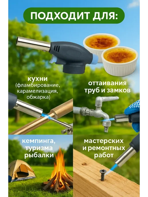 KE2 Газовая горелка с пьезоподжигом для кухни и туризма, синий, фото 2