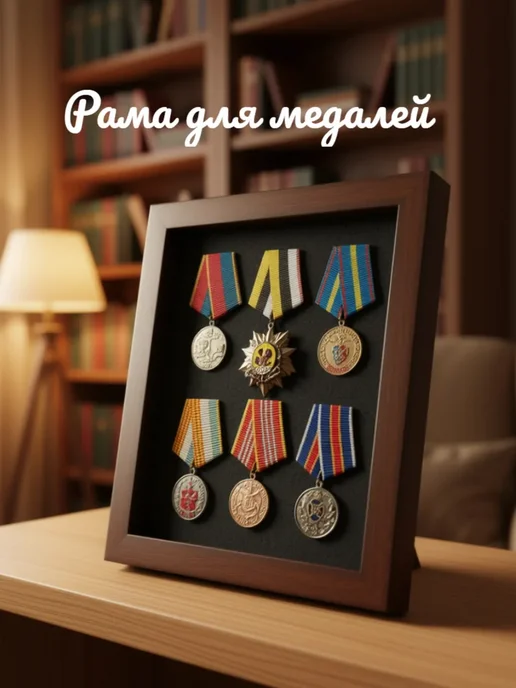Рама футляр для медалей, орденов, черный