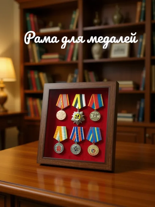 Рама футляр для медалей, орденов, красный