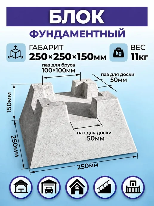 Фундаментный кросс-блок под доску 50 мм, вариант