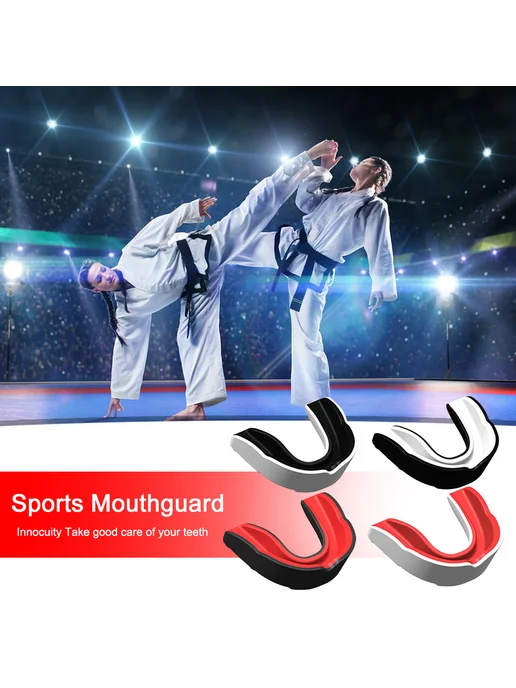 4шт Мундштук MMA для боя и единоборств, черный белый красный, 4 шт, фото 8