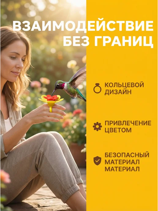 Ручная кормушка для птиц с цветочным браслетом, красный, фото 2