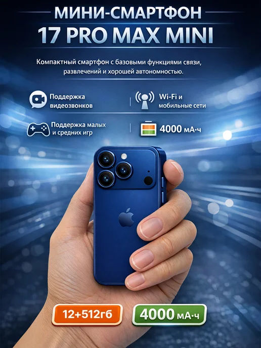 Смартфон Pro Max 17 Pro Max 11/512 ГБ, синий