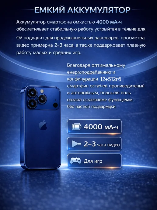 Смартфон Pro Max 17 Pro Max 11/512 ГБ, синий, фото 4