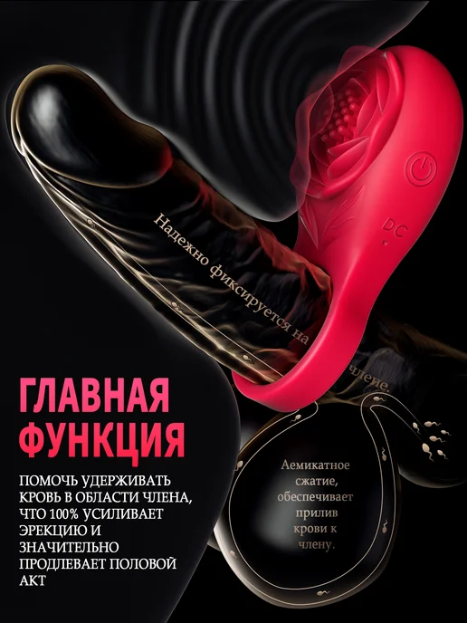 Amoochoo Эрекционное кольцо для мужчин с стимуляцией клитора, красный, фото 2