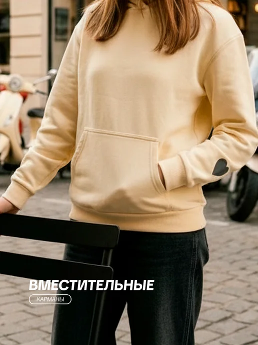 Худи трикотажная кофта оверсайз с капюшоном, вариант, фото 3
