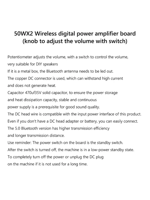 ZK-502L BLuetooth 5.0 Двухканальный Цифровой Усилитель, вариант, фото 4