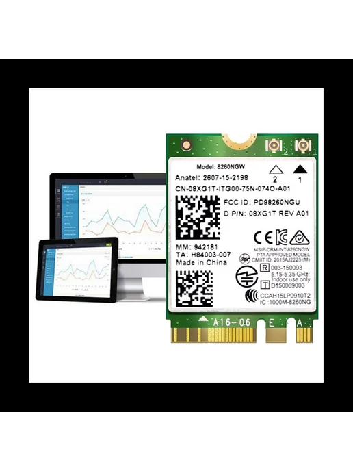 WiFi-карта 8260NGW AC + 2 антенны, 867 Мбит с, Bluetooth 4.2, вариант, фото 6
