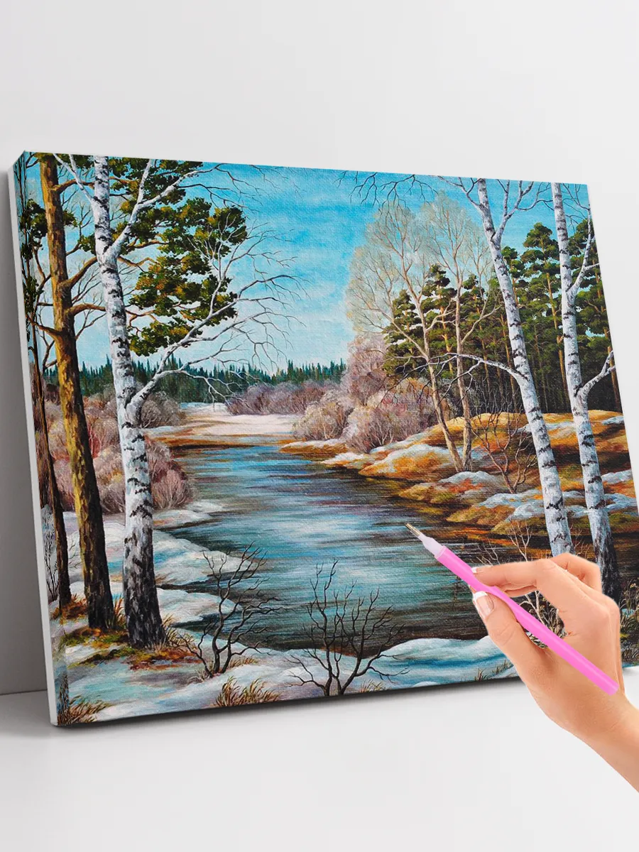 Алмазная мозаика (40x50) "Весенняя река"