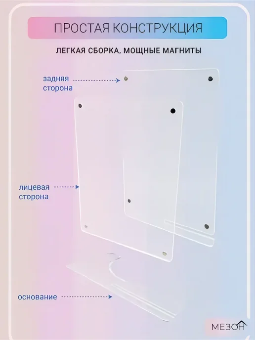 3-Тонн Вертикальная магнитная рамка для фото настольная, белый, фото 3