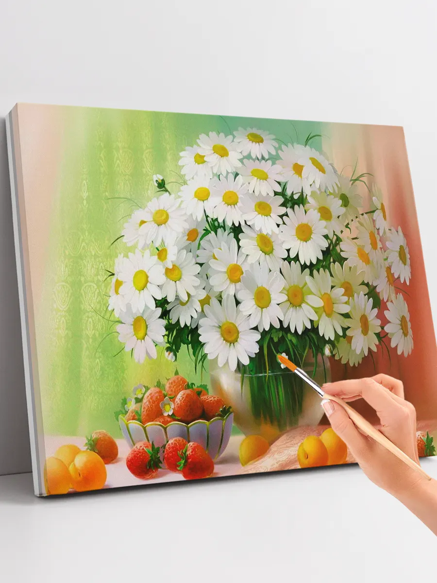 Картина по номерам (40x50) "Натюрморт с ромашками"