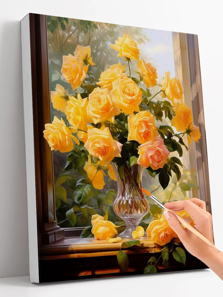 Картина по номерам (40x50) "Желтые розы"
