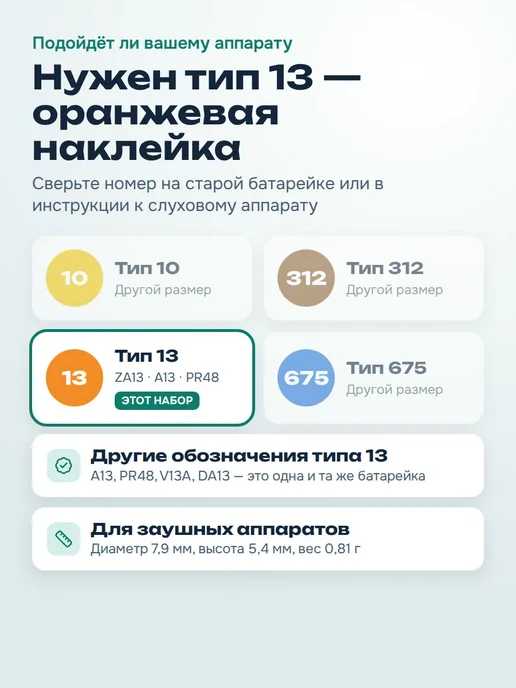 Audifon Набор батареек для слухового аппарата тип 13 (18 шт), 18 шт, фото 2