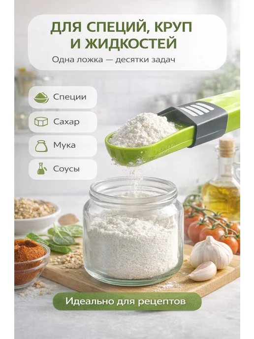 Бакуся3 Мерная ложка для кухни регулируемая совок для специй, вариант, фото 4